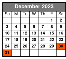 Kayak Rental December Schedule