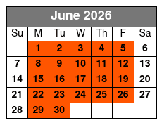 4pm Private 1 Hr W Instructor June Schedule