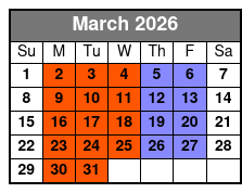 Stand-Up Paddle Board Lesson 1 on 1 March Schedule
