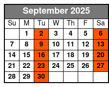 Grand Bahama Day Trip September Schedule