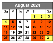SeaWorld Single Day Ticket August Schedule