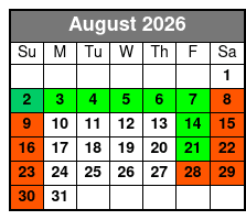 SeaWorld San Antonio & Aquatica San Antonio 2 Day Flex Ticket August Schedule