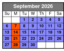 Magic Saloon - VIP Experience September Schedule