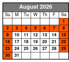 Six Flags Fiesta Texas: One-Day Ticket August Schedule