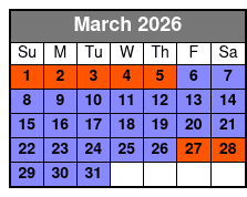 90 Minute Ghost Walk March Schedule