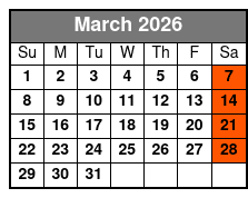 Tour + VIP Whiskey Tasting March Schedule