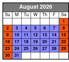 Trapped Below (Colonnade Location) August Schedule