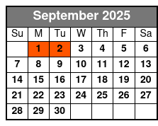 Cave Without a Name Tour September Schedule