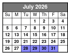 Cave Without a Name Tour July Schedule