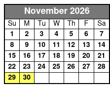 Cave Without a Name Tour November Schedule