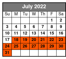 Guided Stand Up Paddle Tour July Schedule