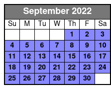 Guided Stand Up Paddle Tour September Schedule