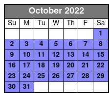 Guided Stand Up Paddle Tour October Schedule