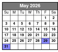 Sunset Cruise Tour May Schedule