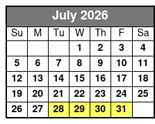 Sunset Cruise Tour July Schedule