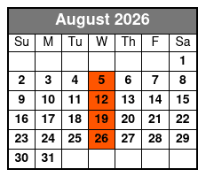 Fireworks Cruise August Schedule