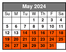 Single Kayak Rental May Schedule