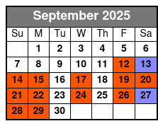 St. Pete Dolphin Watching and Shelling Adventure September Schedule
