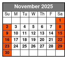 Half-Day Private Guided Nature November Schedule