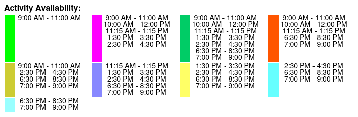 Allens Aquatic Adventures Color Key