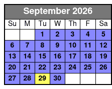 Private Guided Charter Boat with Watersports in Gulfport September Schedule