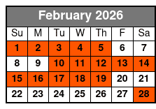 3 Hr Private Boat Tour February Schedule