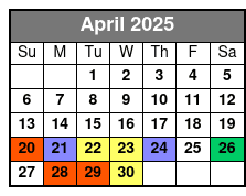 Private 4 Hr Boat Tour April Schedule