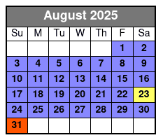 Private 4 Hr Boat Tour August Schedule