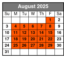 Tampa Bay, Mini-Boat 2 Hour Rental August Schedule