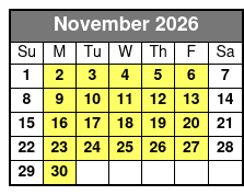 Tampa Bay, Mini-Boat 2 Hour Rental November Schedule