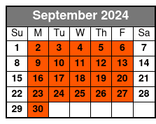1 Hour Rental September Schedule