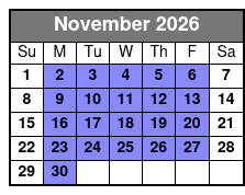 Tampa Bay, Mini-Boat 1 Hour Rental November Schedule