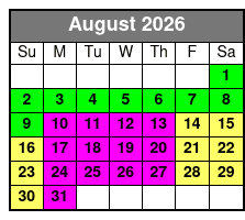 Busch Gardens Single Day Ticket  August Schedule