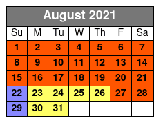 Busch Gardens & SeaWorld 2 Park 2 Day Combo Ticket August Schedule