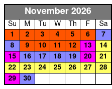 Busch Gardens & Aquatica 2 Park 2 Day Combo Ticket November Schedule