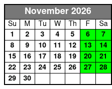 St. Pete Dolphin Watching and Island Sunset Cruise November Schedule