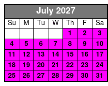Dolphin Shelling Snorkeling July Schedule