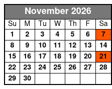 Tampa Lunch & Dinner Cruises aboard the Starlite Majesty of Clearwater Beach, FL November Schedule