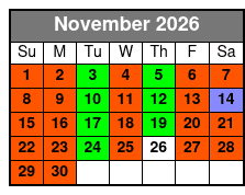 Calypso Queen Lunch, & Dinner Cruises Clearwater November Schedule