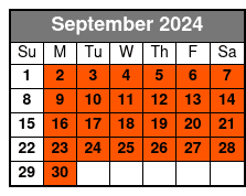 9am Dolphin/Shell Key September Schedule