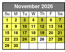 Calypso Breeze Sightseeing, Lunch, and Dinner Cruises November Schedule