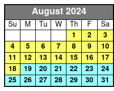 Clear Kayak Tour August Schedule