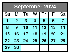 Clear Kayak Tour September Schedule