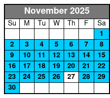 Clear Kayak Tour November Schedule