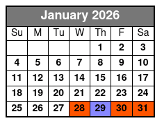 Clear Kayak Tour January Schedule