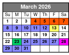 Clear Kayak Tour March Schedule