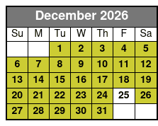 Clear Kayak Tour December Schedule