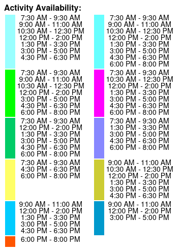 Clear Kayak Tour Color Key