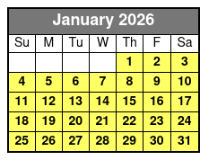 Tandem Kayak (for 2 People) January Schedule