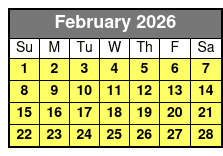 Tandem Kayak (for 2 People) February Schedule